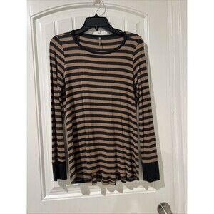 Capote Stripped Black/Brown Crewneck Sweatshirt Women’s Size Medium
